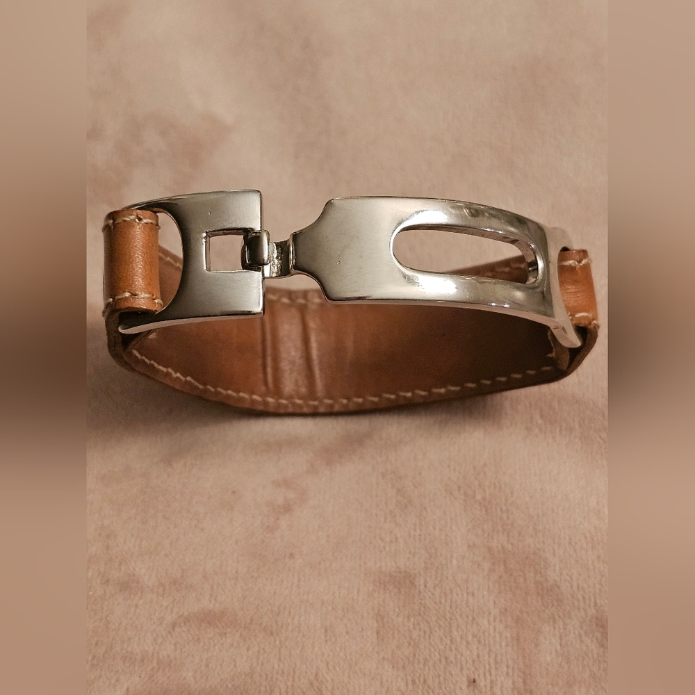 Rare! Vintage! Ralph Lauren Sterling Silver, Leather Equestrian Stirrup Bracelet